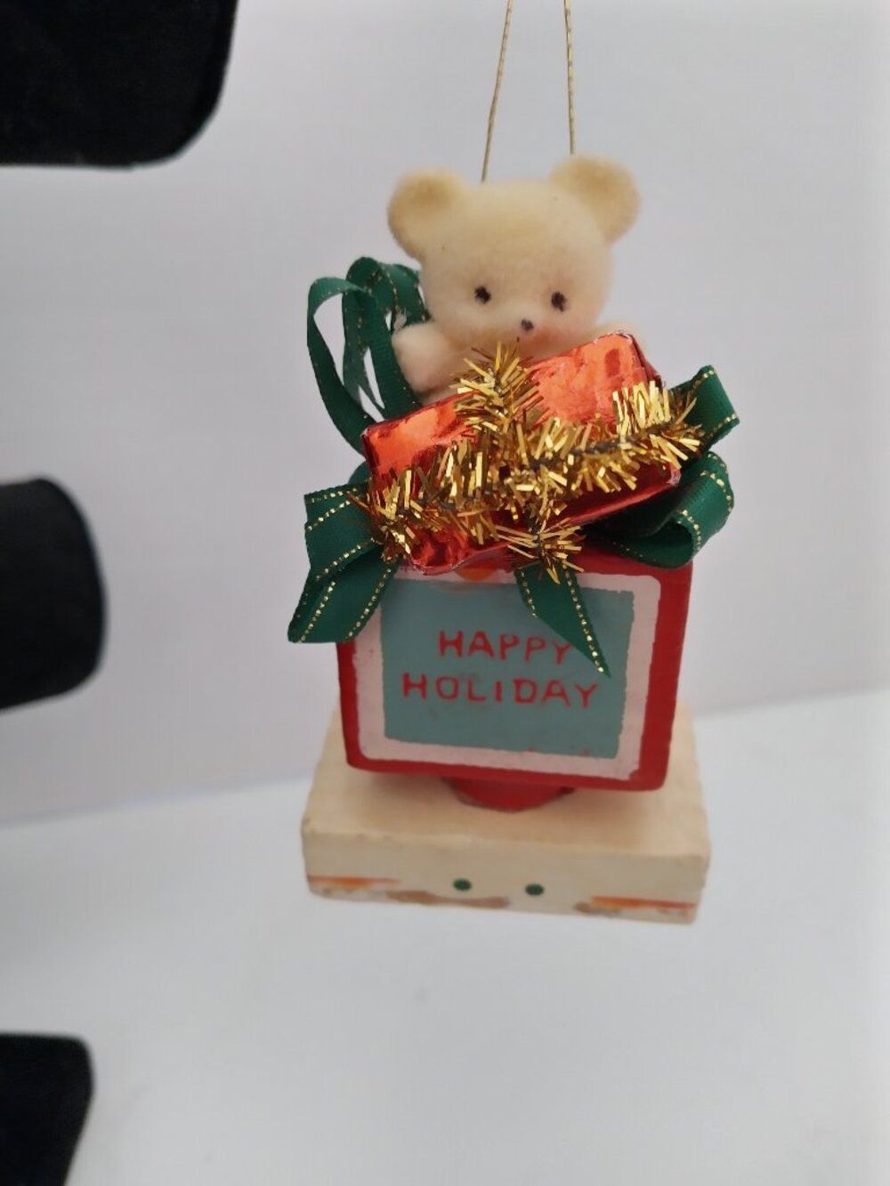 Vintage Bear on Computer Xmas Ornament